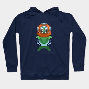 Pixel Art Fish Diver Clear Hoodie